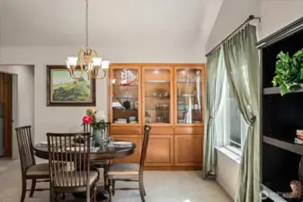 Dining room - vaulted ceiling and new built-in cabinet