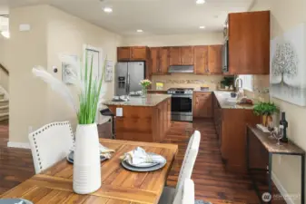 Easy flow entertaining with the dining area open to the kitchen.