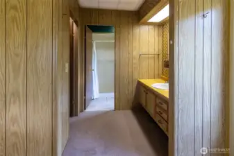 Ensuite bath has separate sink/shower and toilet