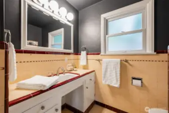Full bath on main floor is in pristine condition in addition to it's ageless charm
