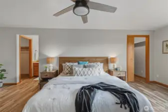 The Primary Suite has TWO walk-in closets, and an ensuite bathroom.