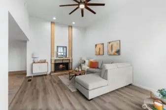 Vaulted ceilings and cozy fireplace