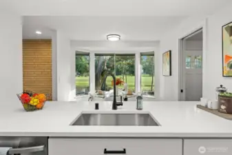 What a great view from the kitchen