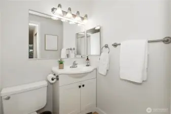 Full bath With tub and shower in primary