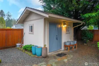 Garden shed complete with cooling and power.