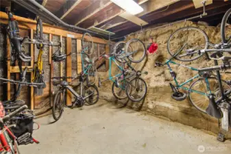Community bike storage in basement.