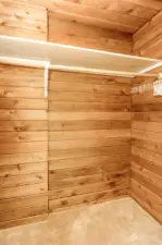 Cedar lined closets in Master. Separate closet spaces for residents