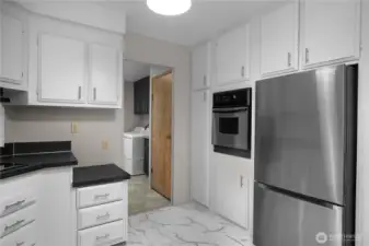 View from kitchen into laundry room.