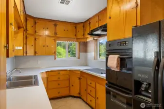 Likely built in place- much more durable than particle board!