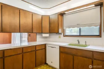 Plenty of countertop workspace and storage