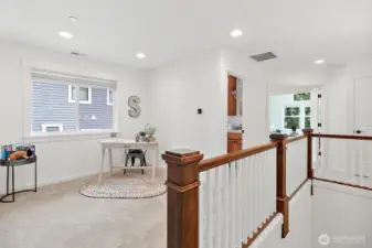 Freshly carpeted upper floor with four generously sized bedrooms, offering comfort and flexibility.