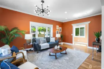 A entry is also light-filled and has a large coat closet and lots of room for art, bookshelves and more!