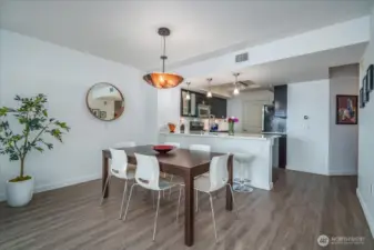 Updated modern kitchen with dining space