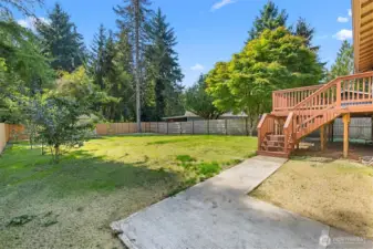 Irrigated lawn with newly hydro seeded lawn and fruit trees!