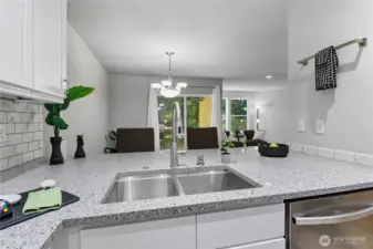 Eating counter to interact while cooking.