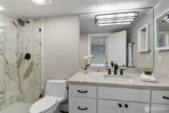 Beautifully updated modern bath for main bedroom.