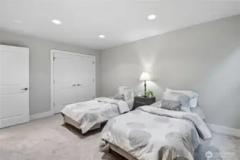 5 foot closet with pull-open doors.