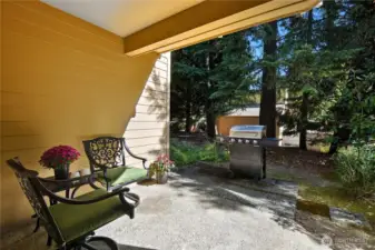 Patio perfect for outdoor eating table.