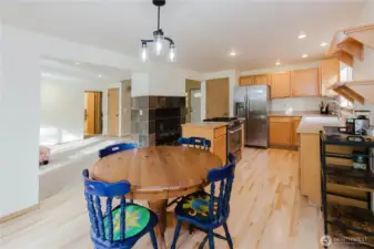 The dining area is easily accessible from the kitchen and family room.