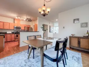 Dining space flows seamlessly to the kitchen