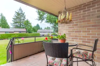 The covered back area is perfect for taking in the outdoors.