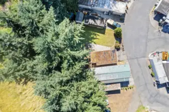 Arial view of home and covered patio, carport