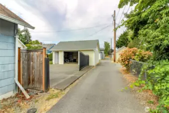 Alley to gated back.