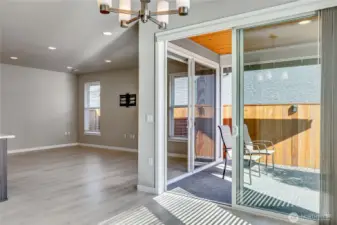 Double sliders to covered  patio