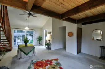 Stairs lead to loft area.