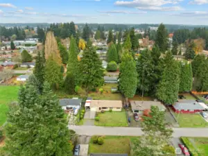 Dead end road backs up to school property.