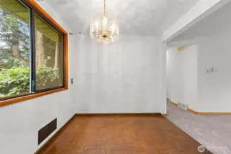 Dining area just off kitchen and living room