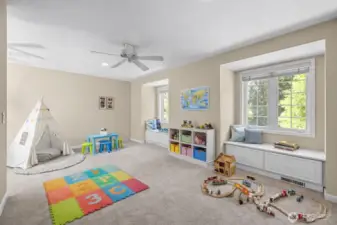 Large bedroom with flex space - Digitally Staged.