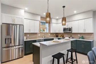 Breakfast bar provides flexible dining options.