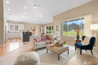 Looking into the dining room and kitchen