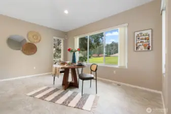 Dining room is large enough for a big table.