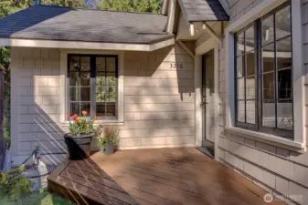 Charming cottage entrance.