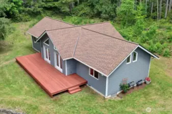 House with freshly painted and repaired deck