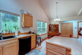 Open concept kitchen with lots of storage