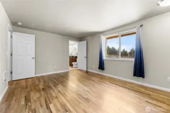 Primary bedroom with bath and double closets