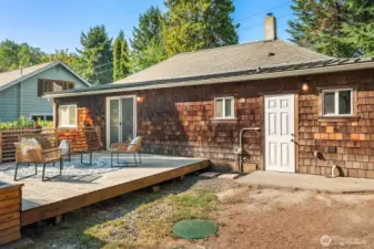 Sunny back deck is a great spot for entertaining.