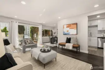 Oversized sliding glass door allows maximum natural light