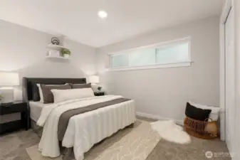 Spacious bedroom with brand new carpet