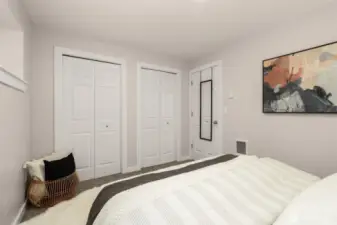 Double closets in the bedroom for maximum storage