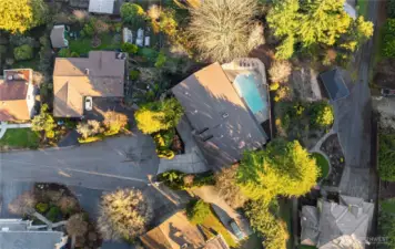 A birds eye view of this exquisite property at the end of a quiet cul-de-sac.