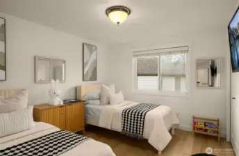 Oversized bedroom has plenty of room for everyone!