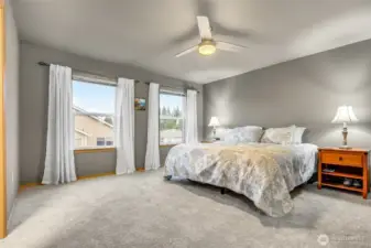 Primary bedroom has two walk-in closets (one not pictured)