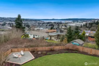 Overlooking downtown Renton, Coulon Beach, Lake WA and Seattle.