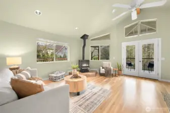 Wood burning fireplace