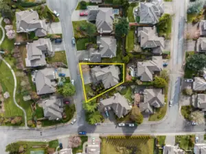 Property lines are approximate here. But from the overhead photo you can see all the well-kept yards.