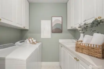 Full laundry room with sink & plenty of storage.